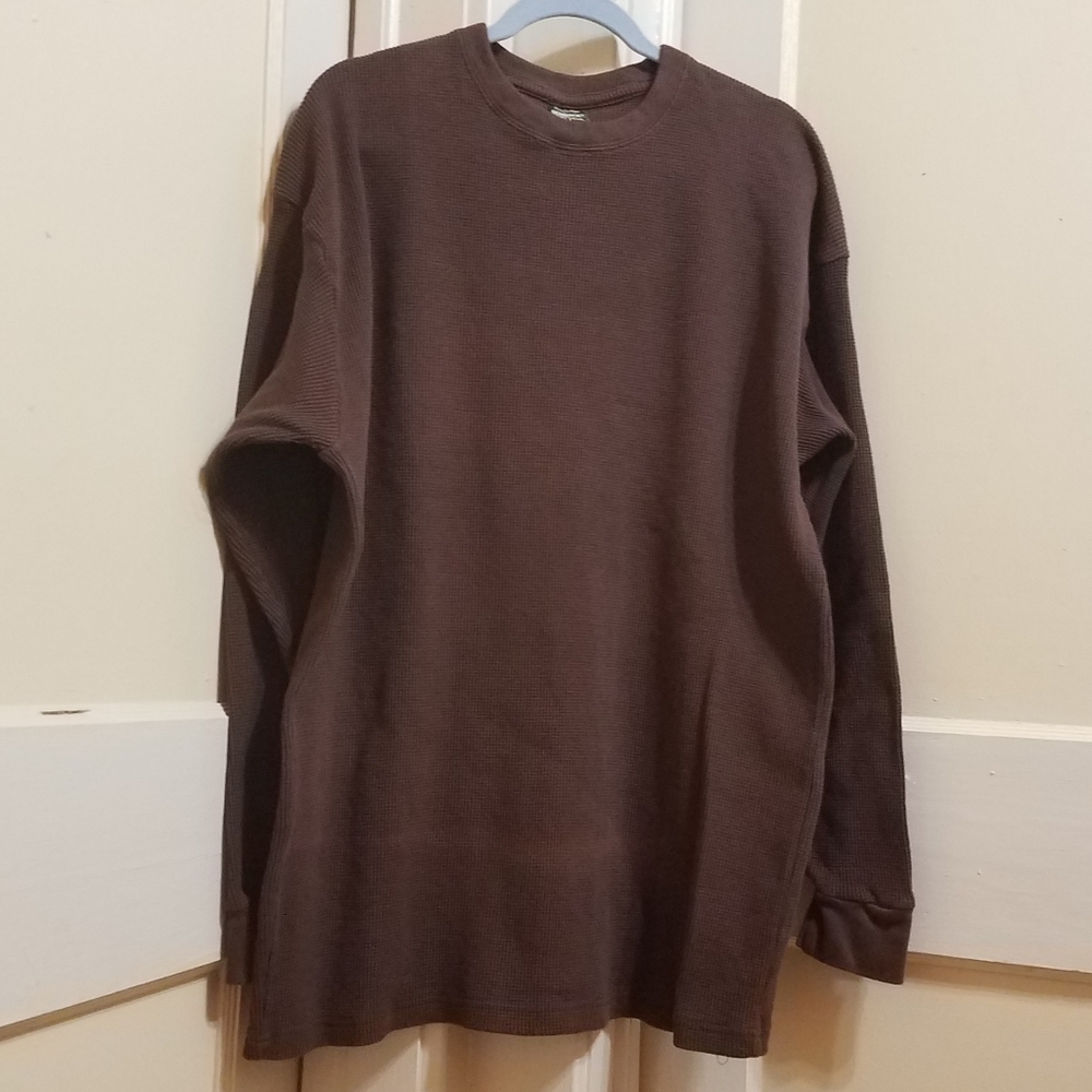 Vtg GEMROCK Hvy Wt  Brown Men's 6XL Waffle Knit Pullover